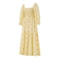 thumbnail image 6 of Cenuakty Women Long Dress, Long Sleeve Dress Square Neck Embroidery Flower Loose Swing Dress, 6 of 9