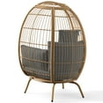thumbnail image 6 of Dextrus Egg Chair, 385lbs Capacity Large Wicker Outdoor Indoor Egg Chairs with Stand Cushion Egg Basket Chair - Grey, 6 of 6