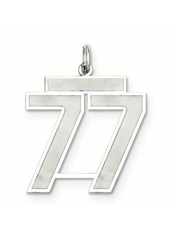 Sterling Silver Satin Number 77 Charm Pendant