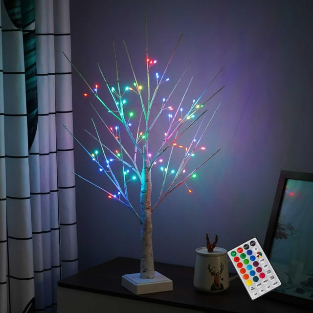 Árbol de Navidad AOLTNRC iluminado de 2 pies con 72 luces LED y temporizador