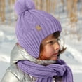 thumbnail image 4 of AuroraX 3-Piece Winter Warm Knit Set for Women, Fleece Lined Earflap Hat, Scarf, and Gloves, Thermal Cold Weather Accessories Purple, 4 of 8