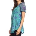 thumbnail image 4 of Sakkas Allegra Women's Short Sleeve Loose Fit Casual Tie Dye Blouse Tunic Shirt - 19205-Green - One Size, 4 of 5