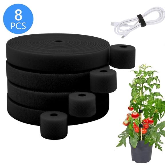 Tripumer 8 Pcs Garden Tie Tape Plant Tape 16 feet Gardening Tying Plant Supports Tree Tapes for Plants Support Climbing Plants Gardening Home Office Black