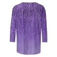 thumbnail image 3 of yunLCZ Women's Button Down Shirts 3/4 Length Sleeve Womens Tops Casual Round Neck Cute Tops Fashion Loose Fit T Shirts Ladies Tops And Blouses Spring Summer Outfits 3299, 3 of 4