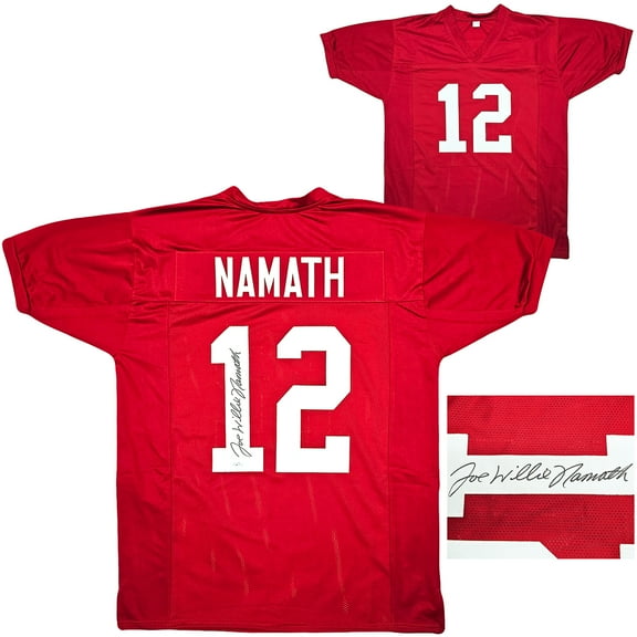 Alabama Crimson Tide Joe Willie Namath Autographed Crimson Jersey Full Name Beckett BAS Witness 212601