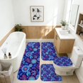 thumbnail image 2 of Paisley and Floral Blue Pattern Bathroom Rug Set 4 Piece,Includes Contour,Lid Cover,Bath Mat,Non-Slip Extra Soft Absorbent Washable, 2 of 4
