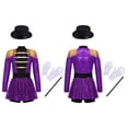 thumbnail image 4 of Aislor Girls Circus Ringmaster Jumpsuit Shiny Sequins Performance Leotard Dress Magician Outfits Purple 6, 4 of 7