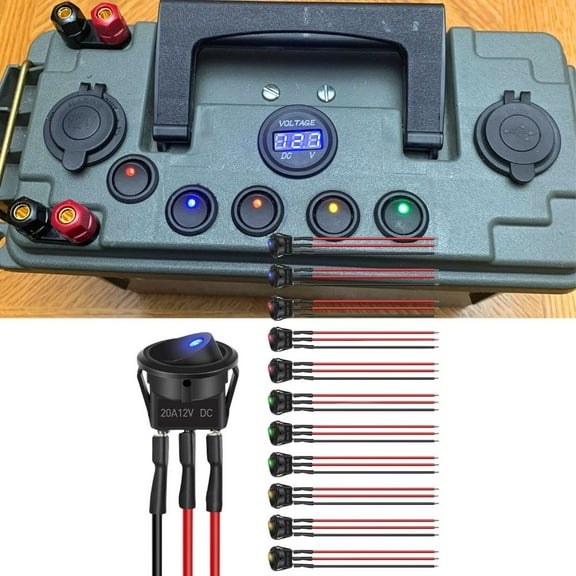 Nilight 12Pcs Rocker Toggle Switch 3Pins 12V 20A Wired Round Led Light Power on off Switch SPST for Car Truck Vehicle Trailer RV Marine Boat Yacht with 36pcs Wires,Multi