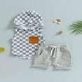 thumbnail image 2 of Ensemble de T-Shirts et Shorts à Capuche Sans Manches à Damier pour Bébé Garçon Été 2 Pièces, 2 of 7