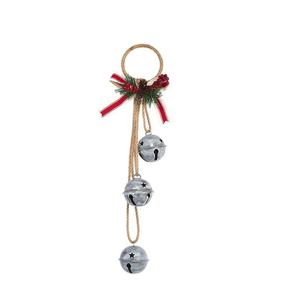 Zmeidao Christmas Jingle Bells Door Hanger, Christmas Door Hangers with Pine Needle, Bow, Berries, for Christmas Holiday Decoration
