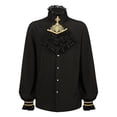 thumbnail image 1 of Camisas Manga Larga Hombre Camisa de medieval de estilo de moda para hombre Camisa gótica de manga larga con cuello con volantes (Black, S), 1 of 7