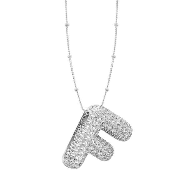 Collar Colgante de Oro Collar de Carta Incrustado con Collar de Cobre Hueco, Collar Colgante de Diamante de Carta Collar de Carta de Oro
