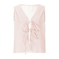 thumbnail image 5 of Youyipin Womens Tank Tops Women's Summer Two Piece Sets Vacation Outfits Matching Short Sets Tie Front Linen Gingham Vest And Shorts Going Out Tops, 5 of 7