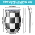 thumbnail image 5 of 12oz Stemless Wine Tumblers Black and White Checkered Pattern Vacuum Insulated Stainless Steel Travel Tumbler Cups Mug with Lid and Straw for Champaign,Cocktail,Beer with Cleaning Brush, 5 of 5