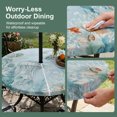 thumbnail image 5 of Round Outdoor Tablecloth with Umbrella Hole and Zipper, Blue Coastal Jellyfish Tablecloth with Elastic Waterproof, Ocean Beach Eucalyptus Leaves Coral Patio Table Covers for 36" - 44" Pool Tables, 5 of 9