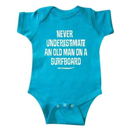 

Inktastic Underestimate Old Man Surfboard Gift Baby Boy or Baby Girl Bodysuit