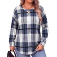 thumbnail image 2 of WellSize Plus Size Sweatshirts for Women Plaid Crewneck Long Sleeve Shirts Casual Fall Tunic Tops Lightweight Pullover Sweatshirts, 2 of 7