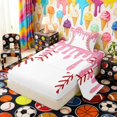 thumbnail image 2 of Erosebridal Pink Drippy Baseball Print Twin Sheet Sets, Sports Monogram Bedding for Kids Boys and Girls, 1 Flat Sheet, 1 Fitted Sheet and 1 Pillowcase, 2 of 6