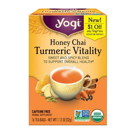 (3 Pack) Yogi Tea, Honey Chai Turmeric Vitality Tea, Tea Bags, 16 Ct, 1.12 (Best Honey For Hot Tea)