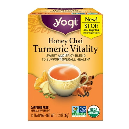 - (3 Pack) Yogi Tea, Honey Chai Turmeric Vitality Tea, Tea Bags, 16 Ct, 1.12 OZ