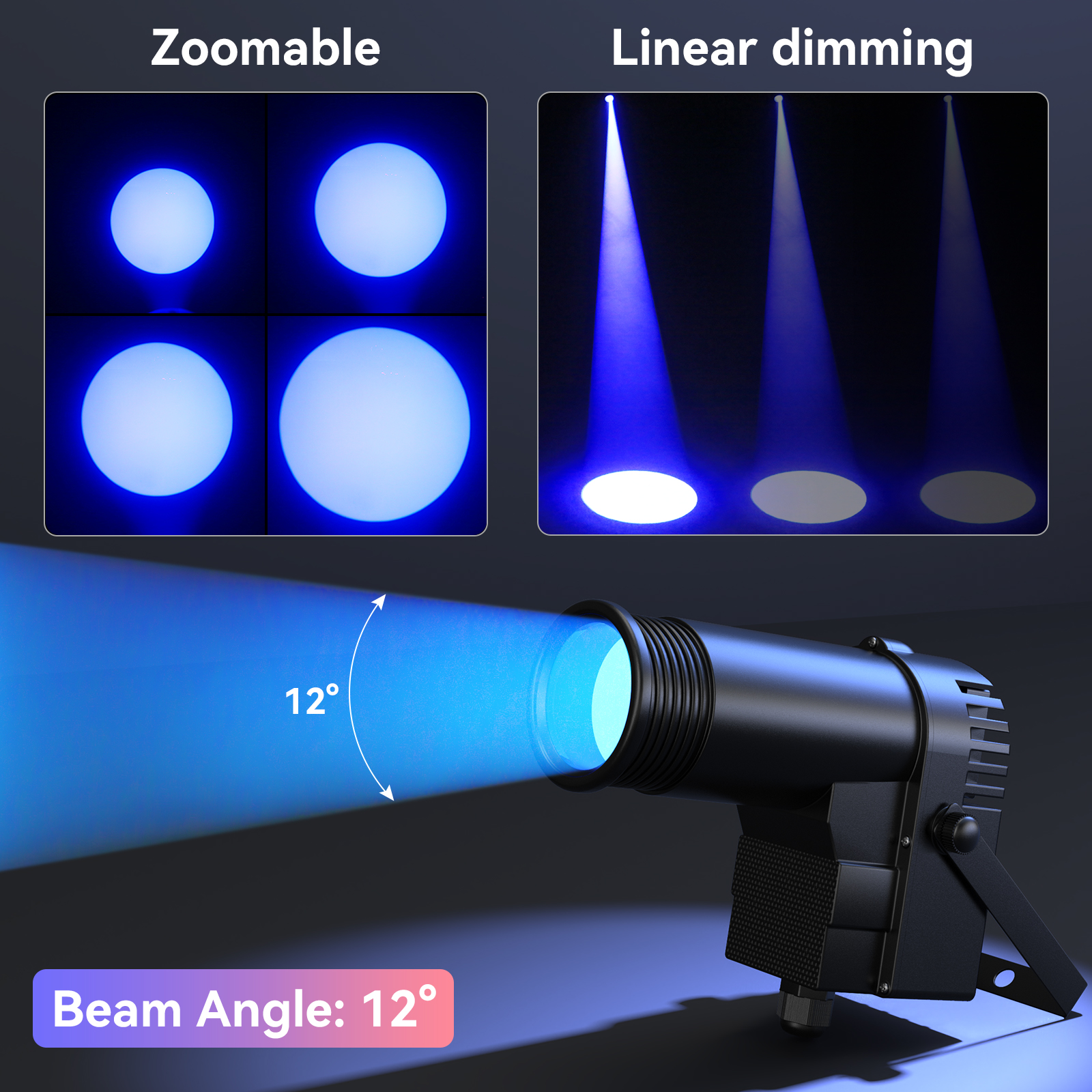30W RGBW LED Beam Spotlight DMX Lighting Stage Light Party Wedding Pinspot 6 Pcs