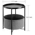 thumbnail image 2 of danpinera Metal Side Table Modern Nightstand with Fabric Basket Tray Round Table for Storage 20.47"H - Black, 2 of 7