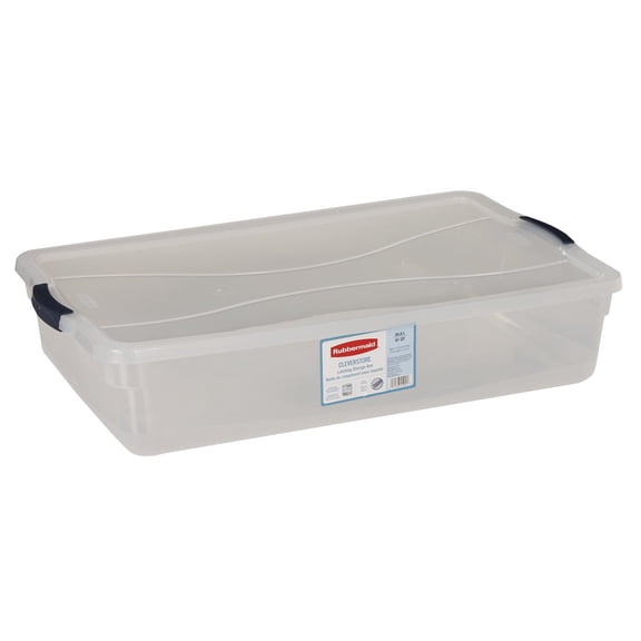Rubbermaid Cleverstore Clear 41 Qt/10.25 Gal, Pack of 4 Stackable Plastic Containers with Durable Latching Clear Lids, Visible Storage, Great for Craft, Tool, and Toy Storage
