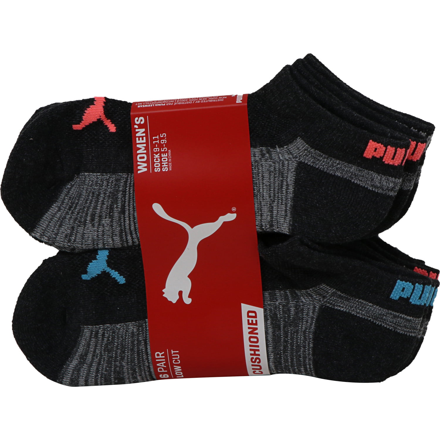 PUMA - Puma Women's 6 Pack Low-Cut Sport Socks, Gray/Multi, Sock Size 9-11 - Walmart.com