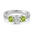 thumbnail image 2 of Gem Stone King 10K White Gold IGI Certified Lab Grown Diamond and Peridot 3 Stone Engagement Ring for Women | 2.28 Cttw | Center Diamond Oval 1 Ct | D-E Color | VS1-VS2 Clarity | Size 8, 2 of 6