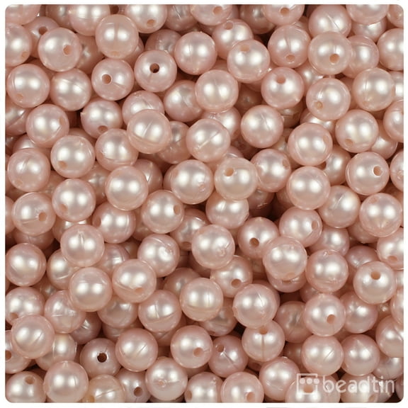 BeadTin Light Rose Petal Pearl 8mm Round Craft Beads (300pcs)