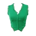 thumbnail image 5 of Womens Camisole Lace Trimmed Slim Fit Button Front Tank Top Back Detail Solid Color Green XS, 5 of 5