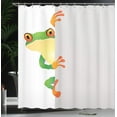 thumbnail image 3 of Ambesonne African Shower Curtain, Frog Prince Reptiles, 69"Wx84"L, Green Yellow Orange, 3 of 4