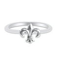 thumbnail image 1 of 14k White Gold Plated 925 Sterling Silver Lovely Tiny Fleur-de-lis Ring Jewlery for Her Women Valentine's Day Birthday Ring Size-7.5, 1 of 1