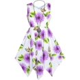 thumbnail image 1 of Girls Dress Purple Flower Hanky Hem With Necklace 7 Years, 1 of 8
