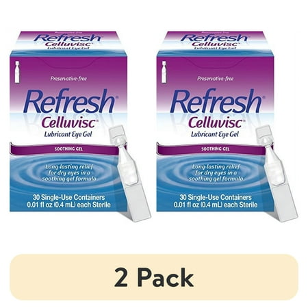 (2 pack) Refresh Celluvisc Lubricant Eye Gel Drops, Single-Use Containers, 30 Count (Pack of 1)
