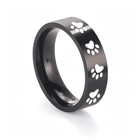 DESIGNICE Paw Print Ring Stainless Steel Cute Puppy Dog Cat Paw Thumb Rings Animal Footprint Finger Band Pet Print Promise Eterntiy Engagement Ring for Women Men Anniversary Birthday Xmas Gifts