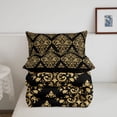 thumbnail image 5 of jejeloiu Opulent Damask Queen Comforter Set,Gold Print Comforter Sets Queen For Adults,Black Gold,Black Reversible,3pcs,1 Comforter and 2 Pillowcases, 5 of 7