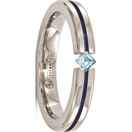 Edward Mirell Titanium Blue Topaz and Blue Anodized 4mm Band | Walmart ...