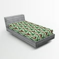 thumbnail image 2 of Ambesonne Bird Print Fitted Sheet, Exotic Parrots Jungle, Twin Size, Fern Green and Dark Pink, 2 of 5