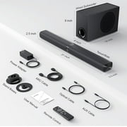 Sound Bar for Smart TV, 110W Sound Bar with Subwoofer, Bluetooth Soundbar for TV with Deep Bass & Volume Boost & 3 Equalizer Modes, ARC/Opt/AUX, 2 in 1 Detachable TV Sound Bar, Black