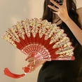 thumbnail image 3 of Kripyery Portable Summer Hand Held Fan Dance Performance Photo Props Party Costume Accessories Gift Chinese Style Folding Fan with Tassel, 3 of 8