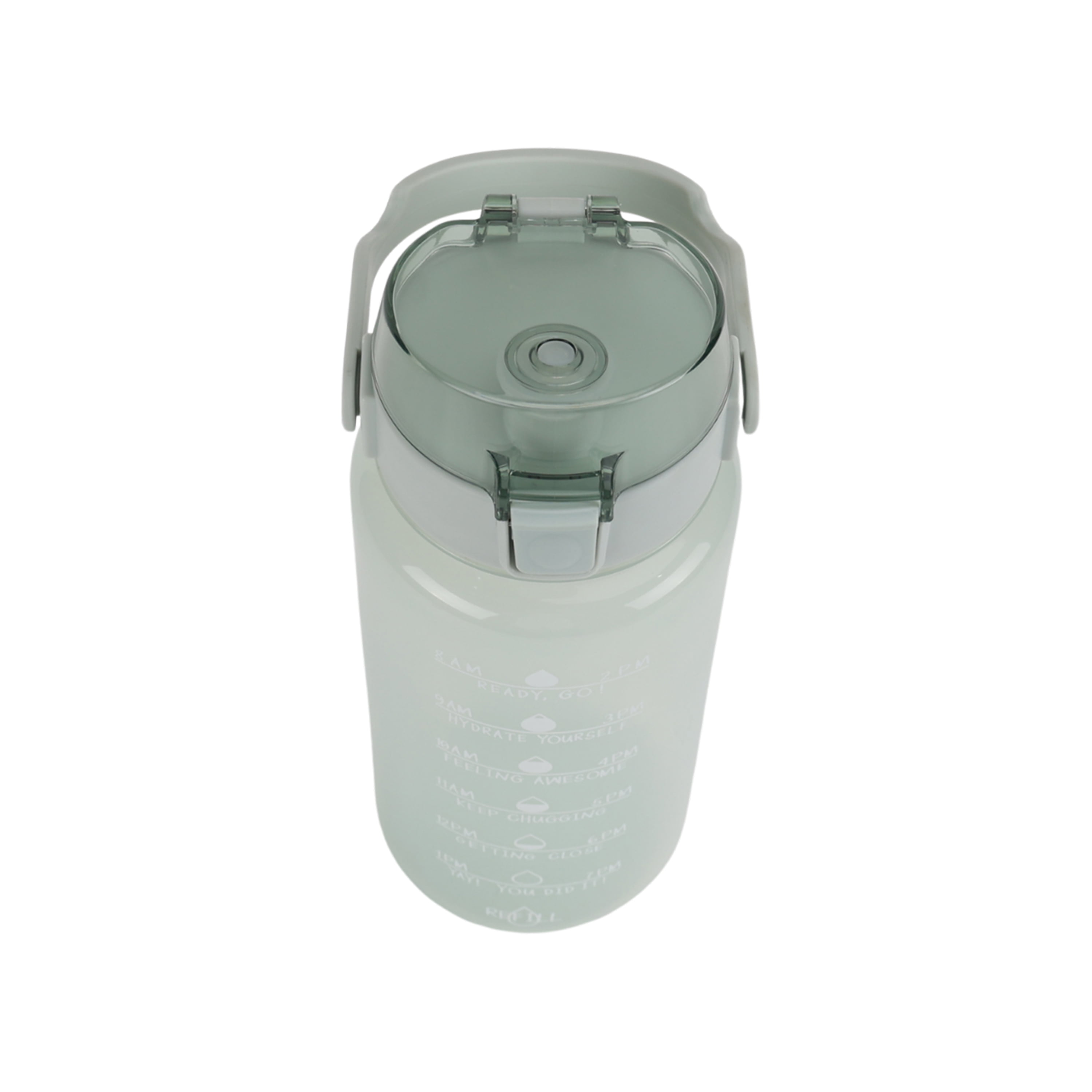 Mainstays 48 Ounce Plastic Water Bottle with Milestone Markings, Green