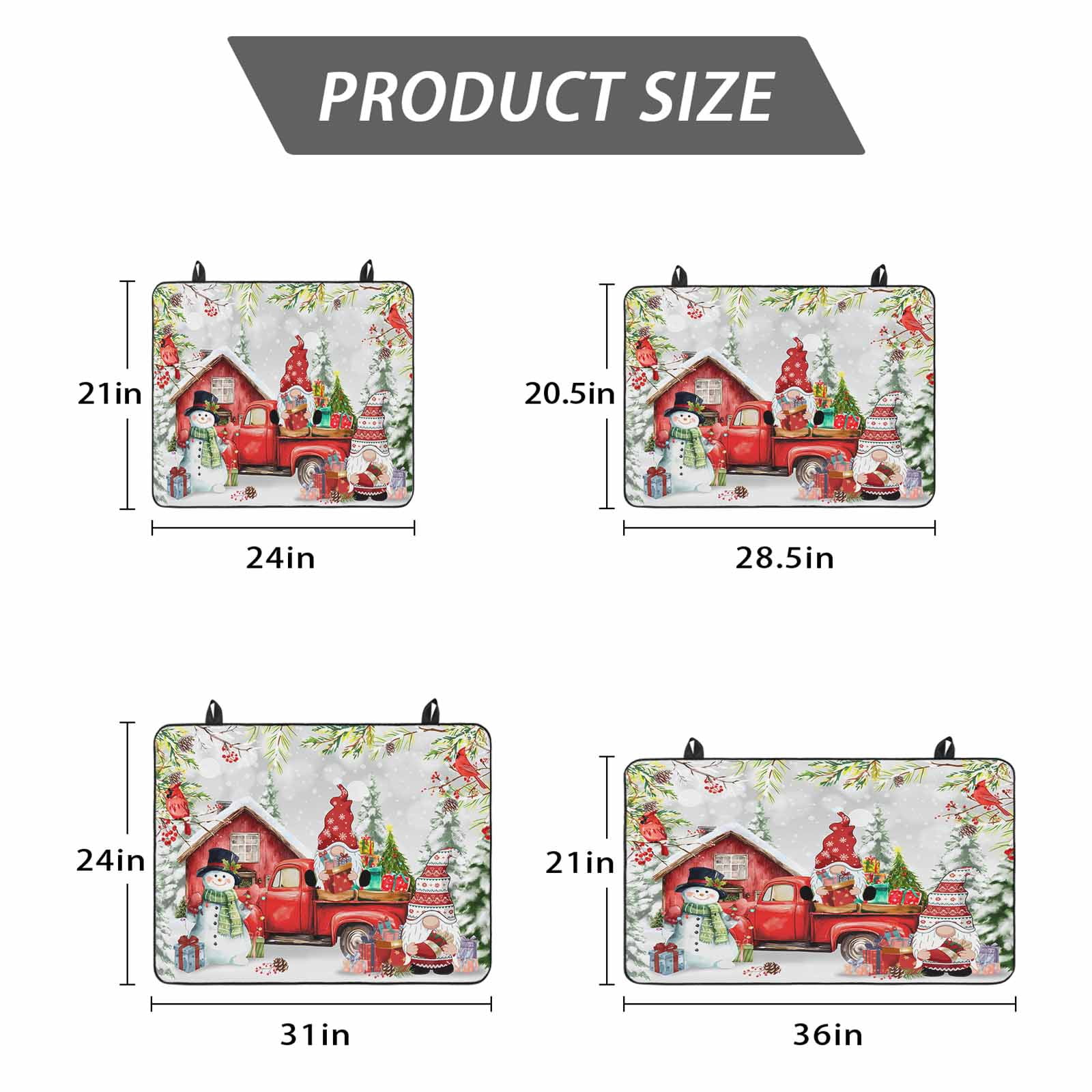 Red Christmas Stove Top Cover for Electric Stove, Heat-proof & Non Slip Glass Top Stove Cover Protector, Snowman Truck Gnomes Xmas Botanical Gifts Kitchen Flat Cooktop Rubber Mat 24x21 Inches