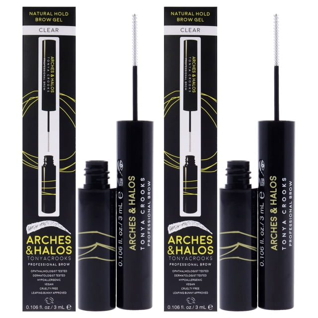 Gel para cejas Arches and Halos Natural Hold Clear, paquete de 2