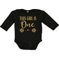 thumbnail image 3 of Inktastic 1st Birthday Gold Lettering 1 Year Old Girls Long Sleeve Baby Bodysuit, 3 of 5