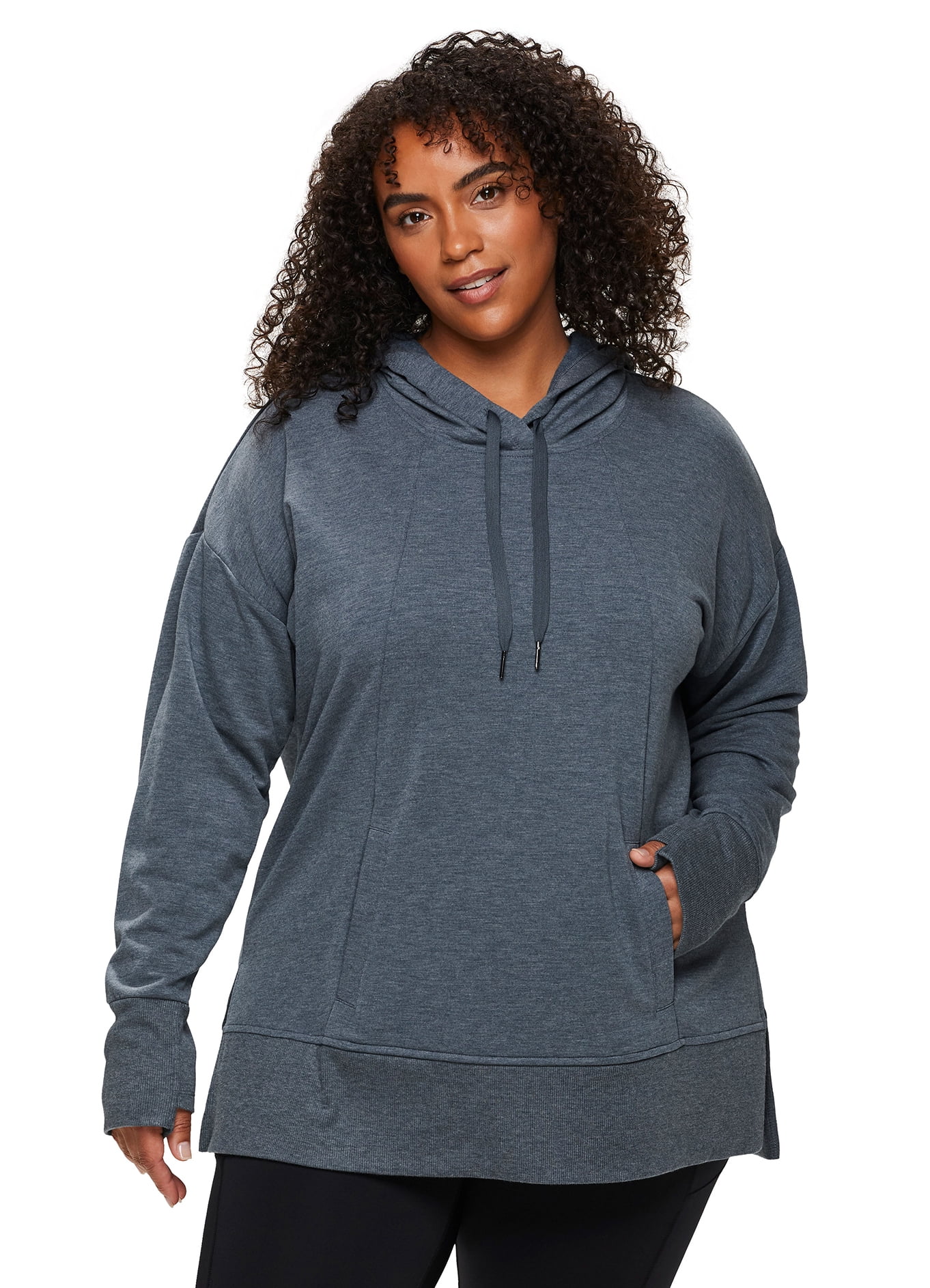 RBX Active Women's Plus Size Long Sleeve Relaxed Lightweight Pullover Sweatshirt Tunic 