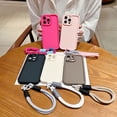 thumbnail image 4 of Funda de teléfono de lujo con cordón suave mate para iPhone 15, 14, 13, 12, 11, 16 Pro Max, X, XS Max, XR, 7, 8 Plus, correa de mano, funda a prueba de golpes, 4 of 5