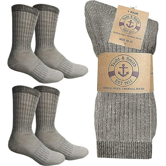 Yacht & Smith 4 Pairs Merino Wool Socks for Men & Women, Thermal, Warm Sock Hiking Winter, Bulk Pack