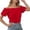 Red Shirts, variant on Women's Summer Off Shoulder Blouse With Ruffles Casual Wear Lightweight Comfortable Tops Shirt Boho Solid Color Back To School Dailywear