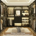 thumbnail image 6 of Homieasy 25" Freestanding Closet System with 3 Drawers & Mirror, Walk-in Wardrobe Closet with Open Storage Shelves, Sturdy Wood Heavy Duty Closet Tower for Small Space, 25"W x 15.7"D x 79.7H, Black, 6 of 11